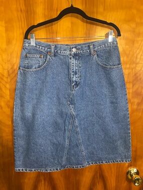 Vintage Crossroads Mid-Length Denim Skirt in Blue - Classic Casual